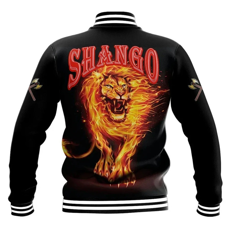 Orisha Shango Lion Fire Baseball Jacket, African Baseball Jacket For Men Women