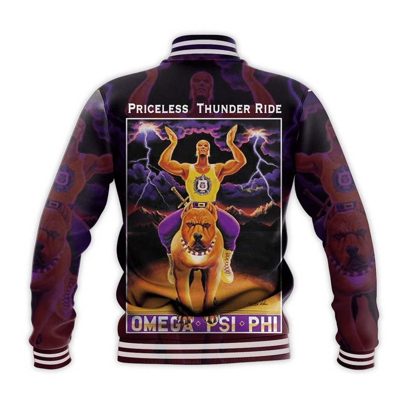 OMEGA PSI PHI PRICELESS THUNDER RIDE BASEBALL JACKET, African Baseball Jacket For Men Women