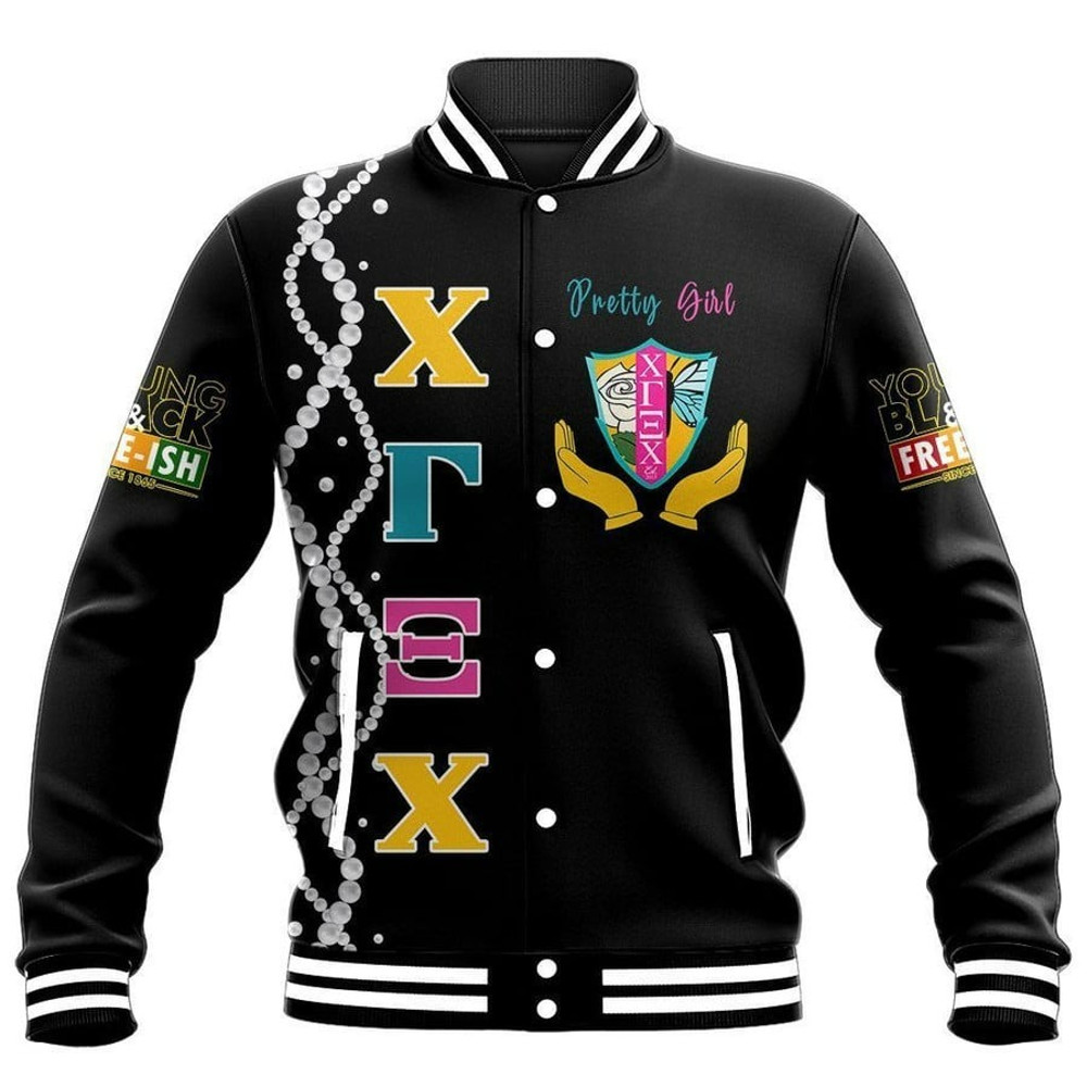 Juneteenth Chi Gamma Xi Chi Pretty Girl Baseball Jacket, African Baseball Jacket For Men Women