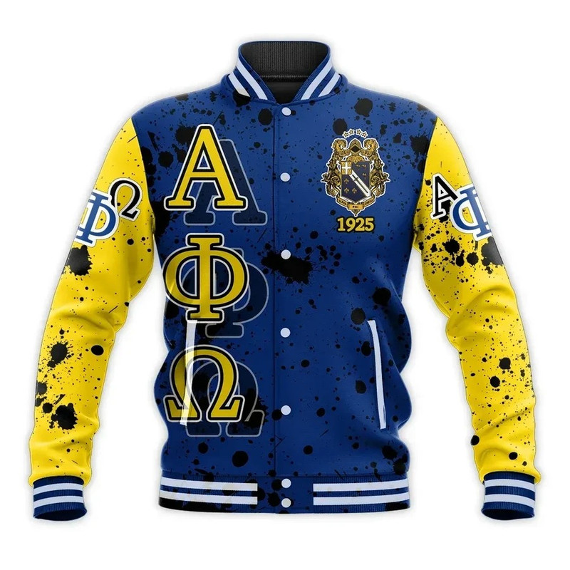 Alpha Phi Omega Ink Stain Royal Blue Baseball Jacket, African Baseball Jacket For Men Women