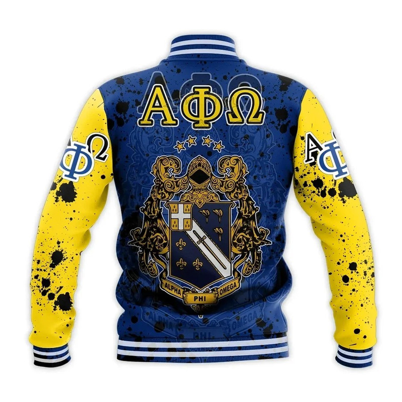 Alpha Phi Omega Ink Stain Royal Blue Baseball Jacket, African Baseball Jacket For Men Women
