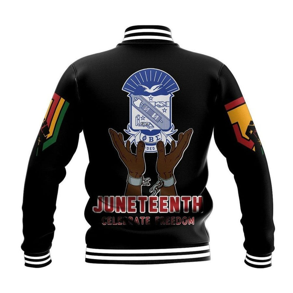 Phi Beta Sigma Juneteenth Freedom Phi Baseball Jacket, African Baseball Jacket For Men Women