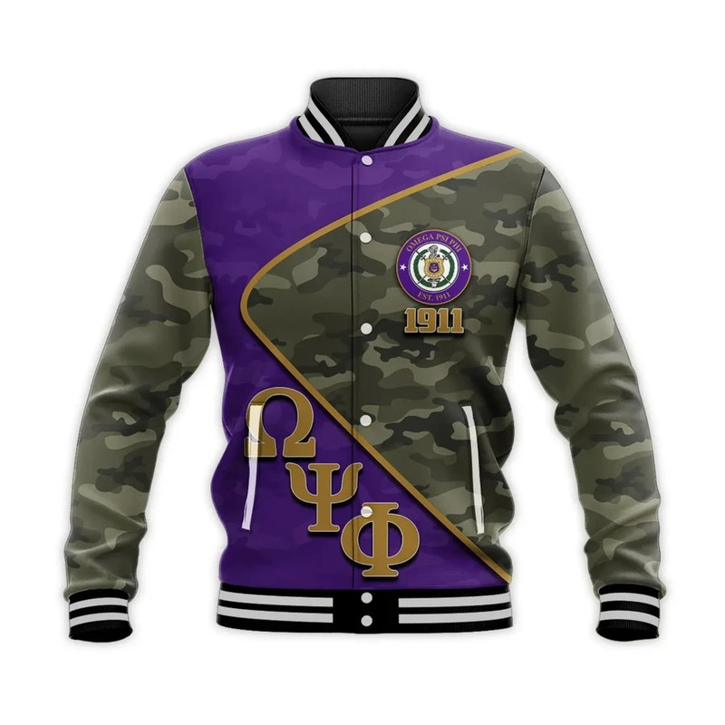 Omega Psi Phi Army Style Baseball Jacket, African Baseball Jacket For Men Women