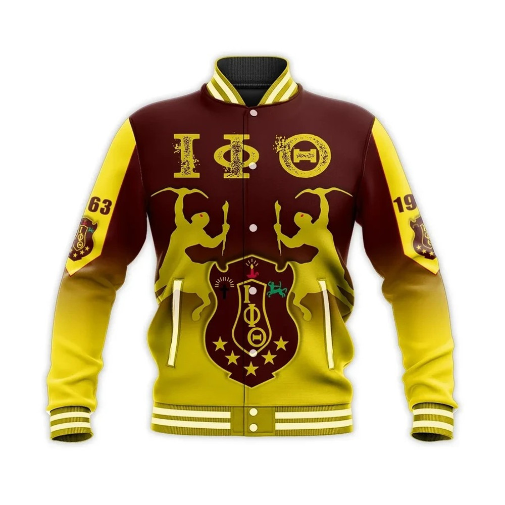 Iota Phi Theta With Centaur Baseball Jacket, African Baseball Jacket For Men Women