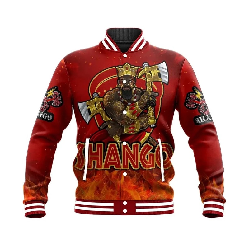Fire Orisha Shango Baseball Jacket, African Baseball Jacket For Men Women