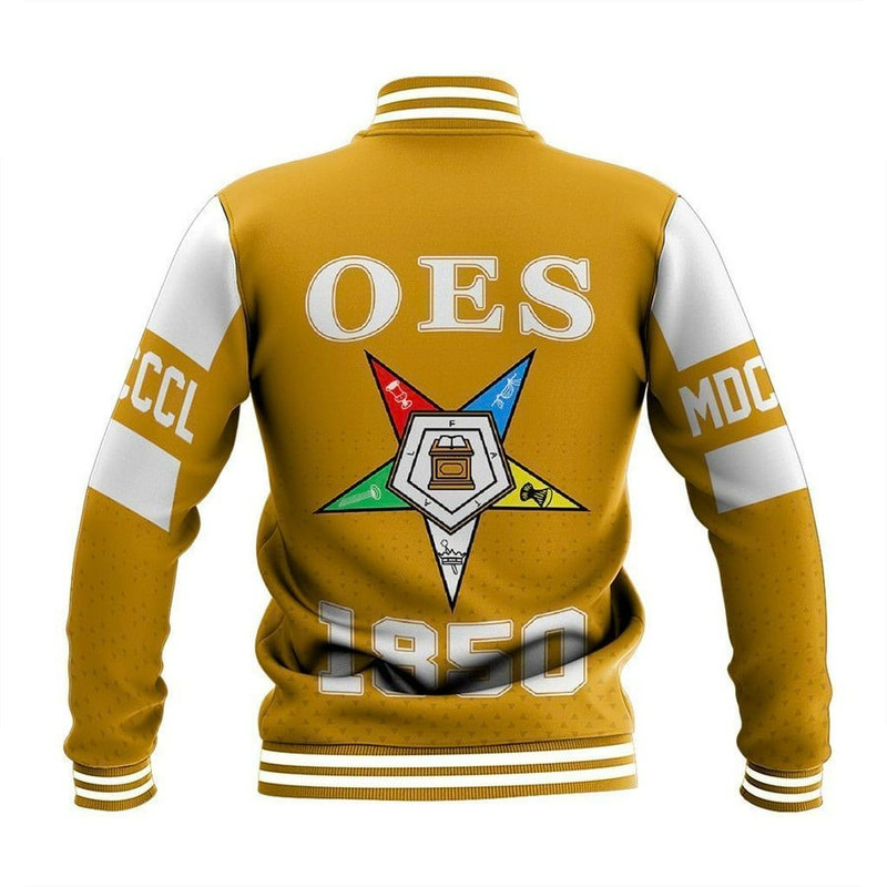 MCM Order of the Eastern Star Yellow Baseball Jacket, African Baseball Jacket For Men Women