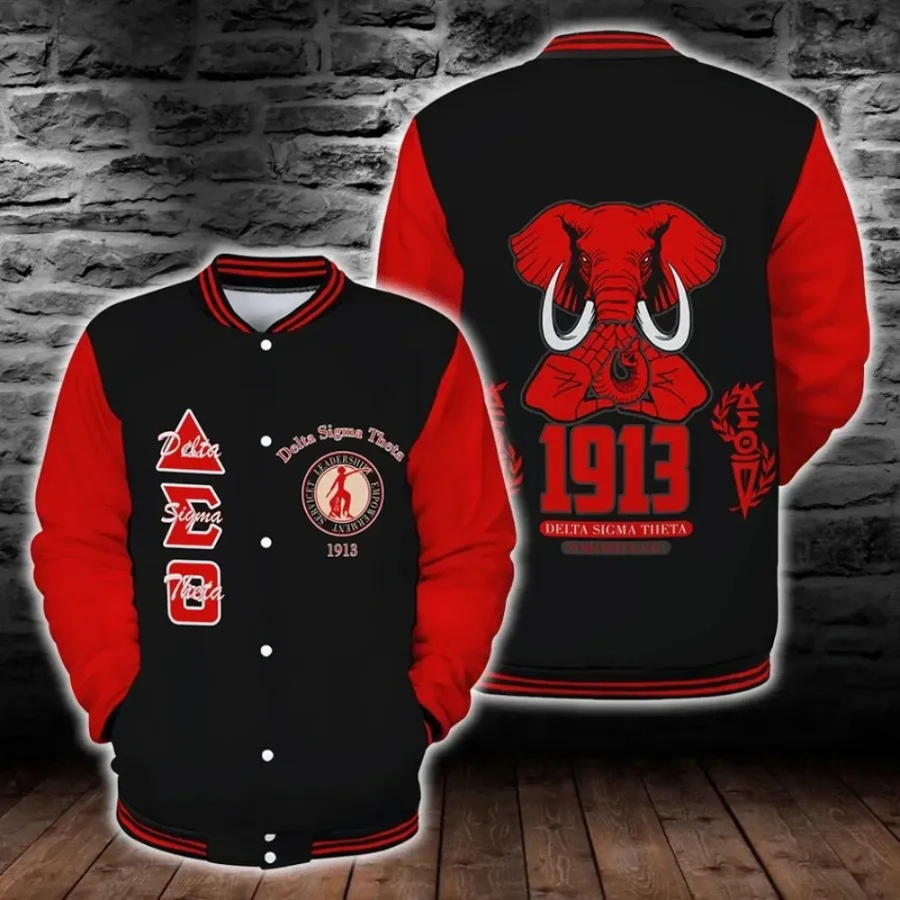 Delta Sigma Theta Hand Sign Elephant Baseball Jacket, African Baseball Jacket For Men Women