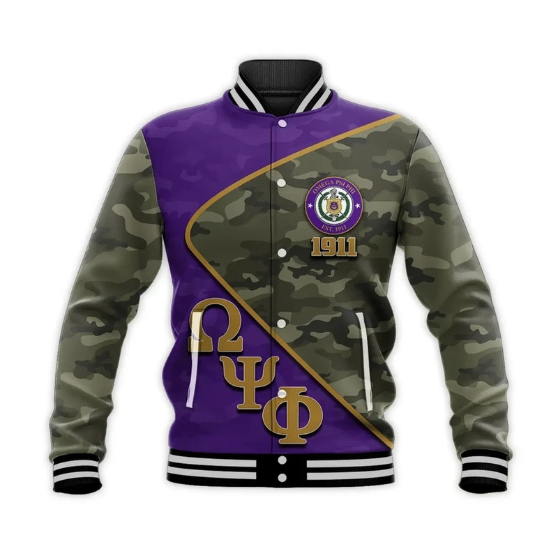 Personalised Omega Psi Phi Army Style Baseball Jacket, African Baseball Jacket For Men Women