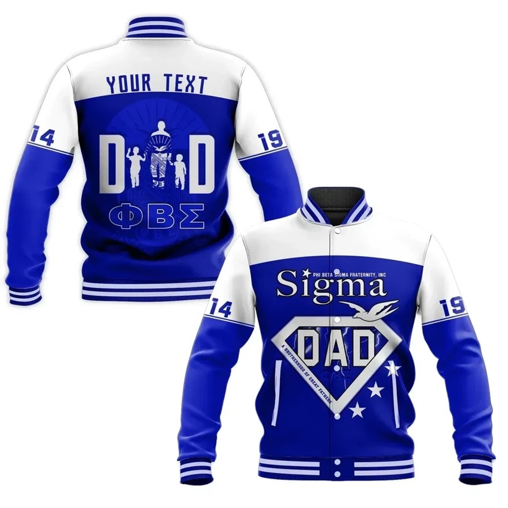Personalised Phi Beta Sigma Happy Father'S Day Baseball Jacket, African Baseball Jacket For Men Women