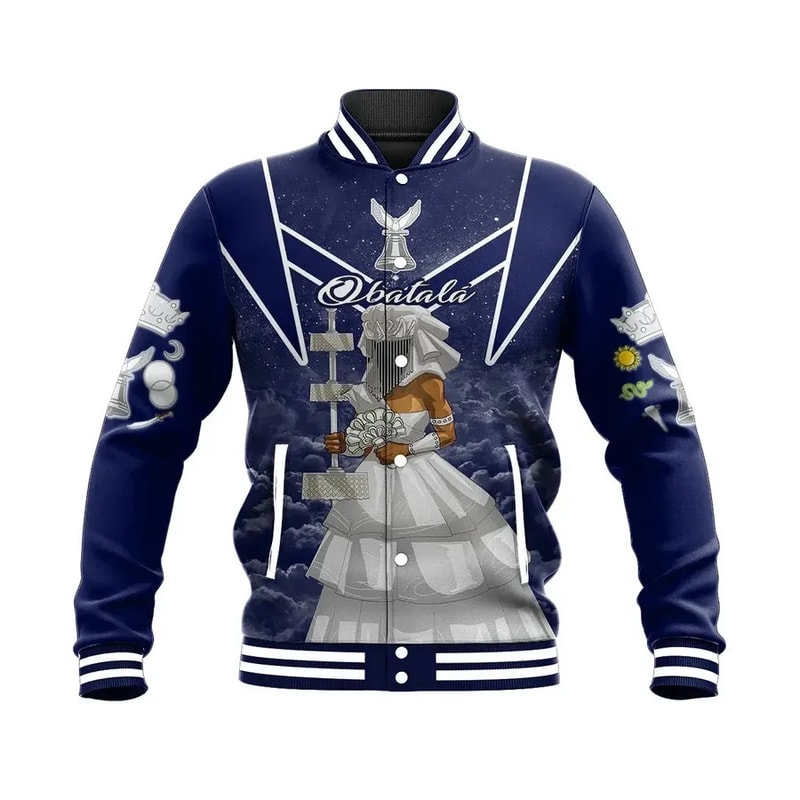 Starry Night Orisha Obatala Baseball Jacket, African Baseball Jacket For Men Women
