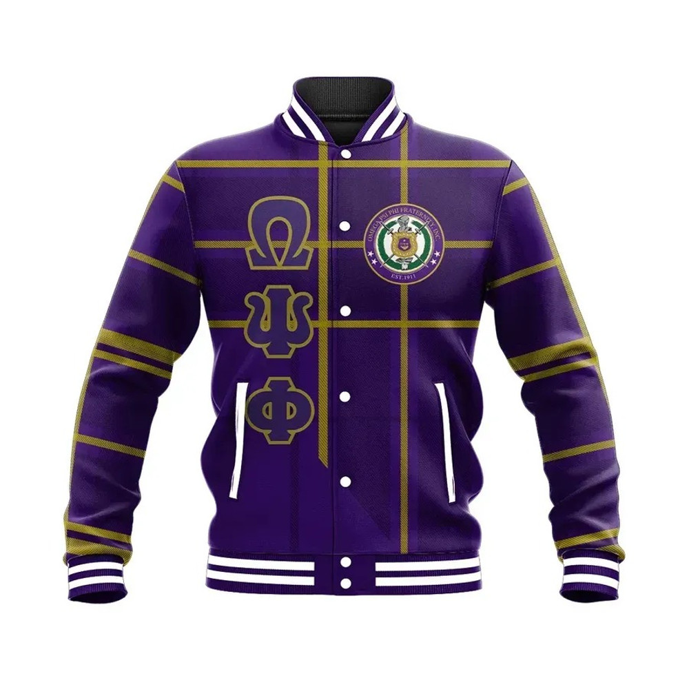 Omega Psi Phi Burberr Style Baseball Jacket, African Baseball Jacket For Men Women