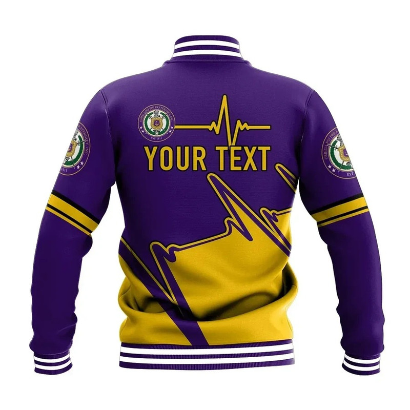 Personalised Heartbeat Omega Psi Phi Baseball Jacket, African Baseball Jacket For Men Women