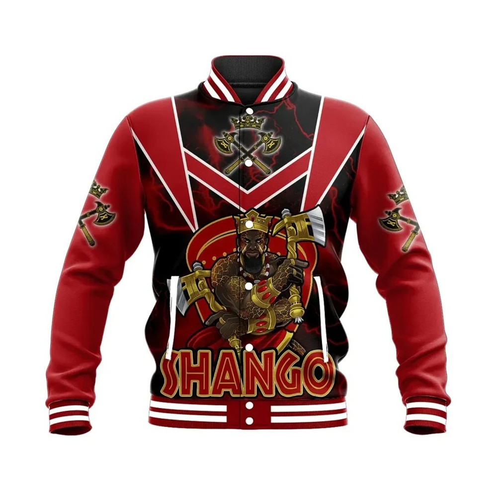 Thunder Orisha Shango Baseball Jacket, African Baseball Jacket For Men Women