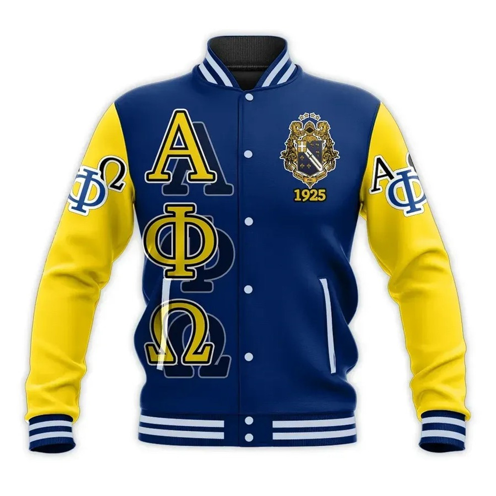 Alpha Phi Omega Royal Blue Baseball Jacket, African Baseball Jacket For Men Women