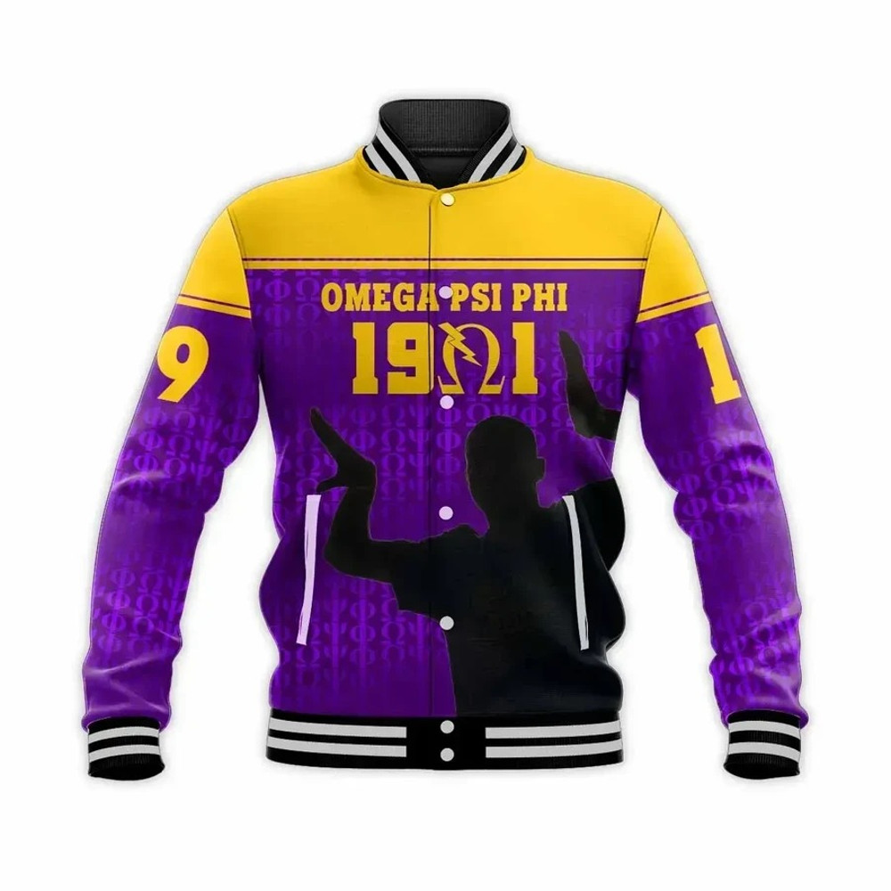 Personalised Omega Psi Phi Bull Dogs Simple Style Baseball Jacket, African Baseball Jacket For Men Women