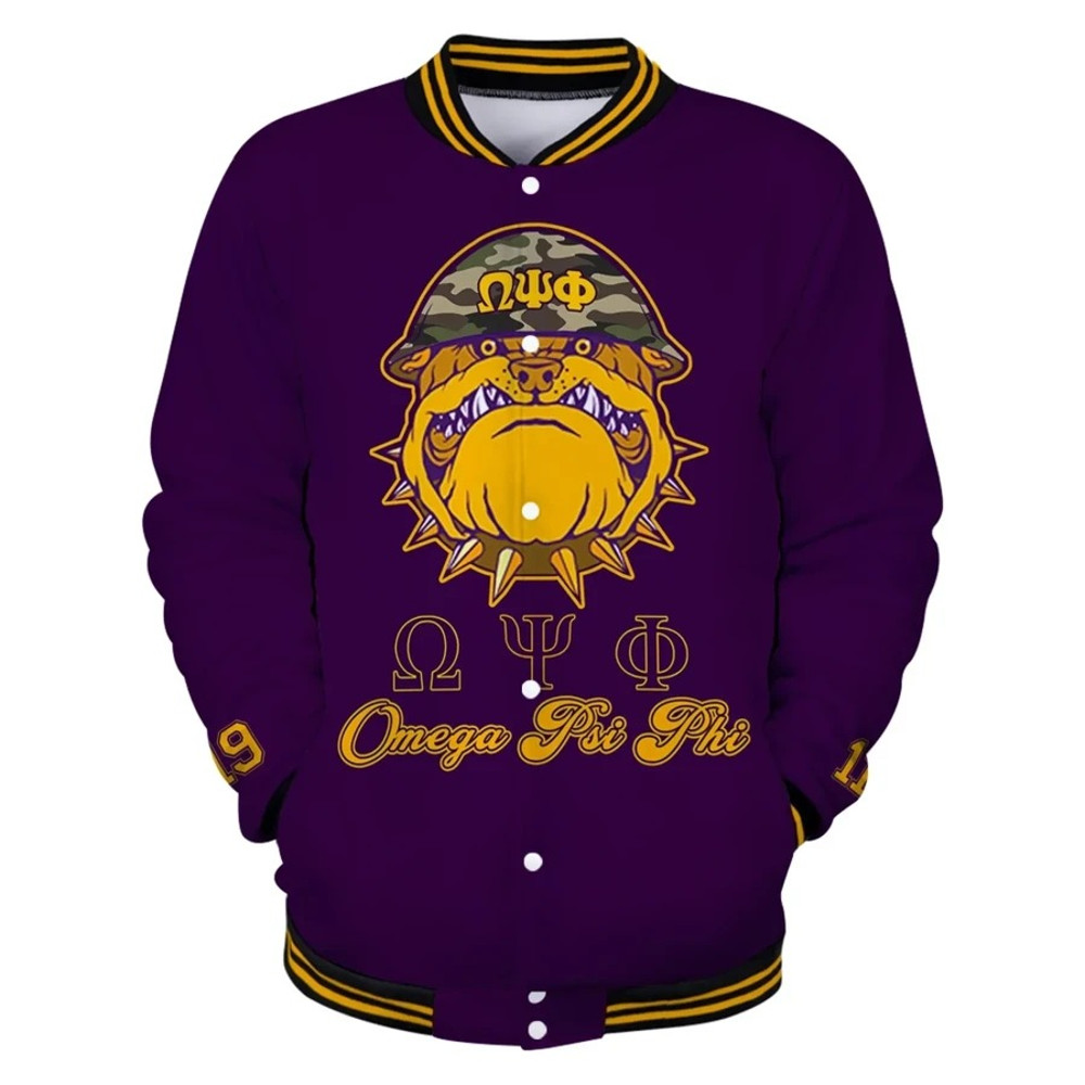 Omega Psi Phi Mad Bulldog Baseball Jacket, African Baseball Jacket For Men Women