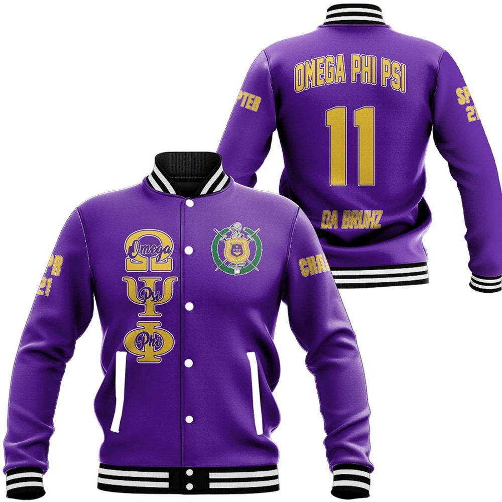 Custom Omega Psi Phi (Purple) Baseball Jackets, African Baseball Jacket For Men Women