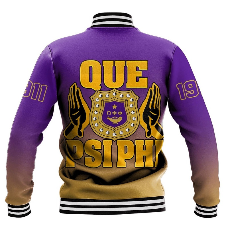 Omega Psi Phi Gradient Baseball Jackets, African Baseball Jacket For Men Women