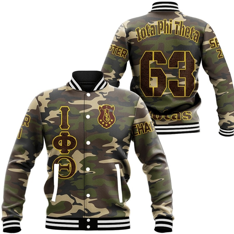 Custom Iota Phi Theta Camouflage Baseball Jackets, African Baseball Jacket For Men Women