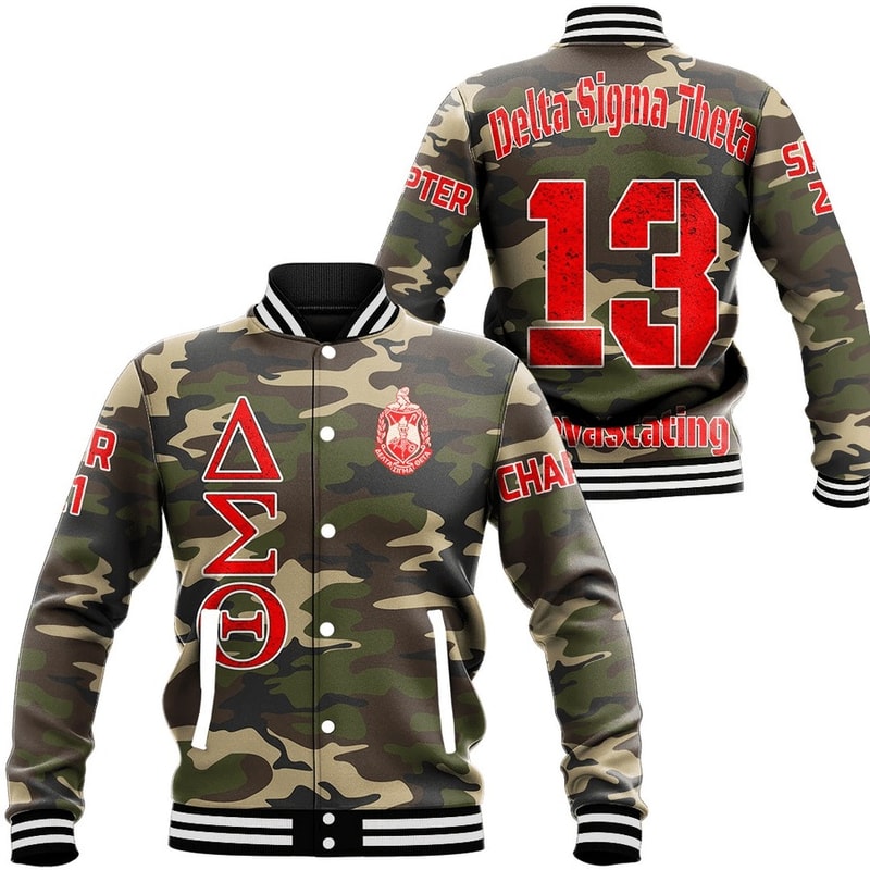 Custom Delta Sigma Theta Camouflage Baseball Jackets, African Baseball Jacket For Men Women