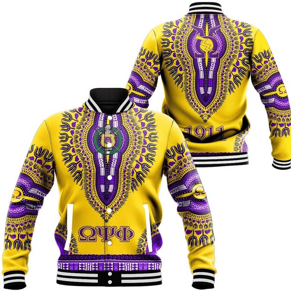 Omega Psi Phi Dashiki Baseball Jackets, African Baseball Jacket For Men Women