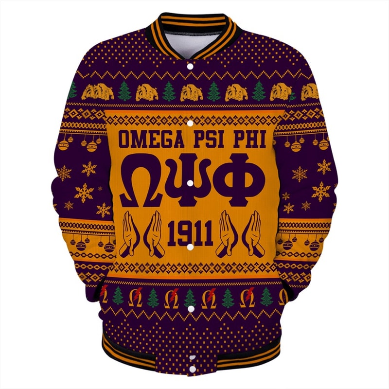 Omega Psi Phi Handsign Christmas Baseball Jackets, African Baseball Jacket For Men Women