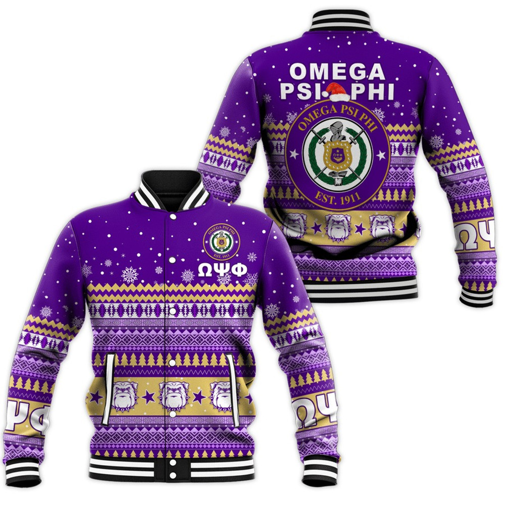 Omega Psi Phi African Pattern Christmas Baseball Jackets, African Baseball Jacket For Men Women