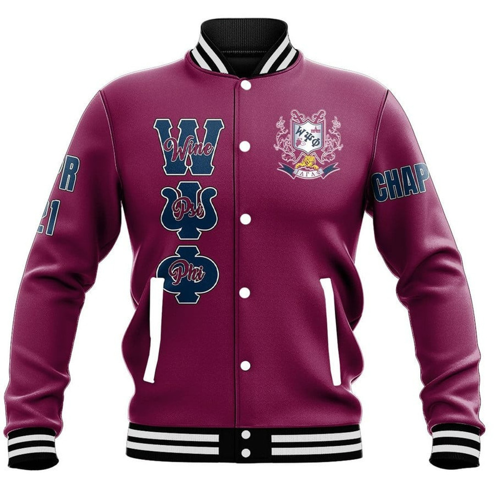 Custom Wine Psi Phi Baseball Jackets, African Baseball Jacket For Men Women