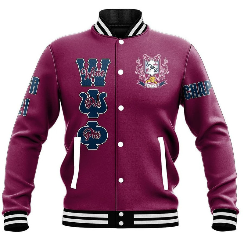 Custom Wine Psi Phi Baseball Jackets, African Baseball Jacket For Men Women