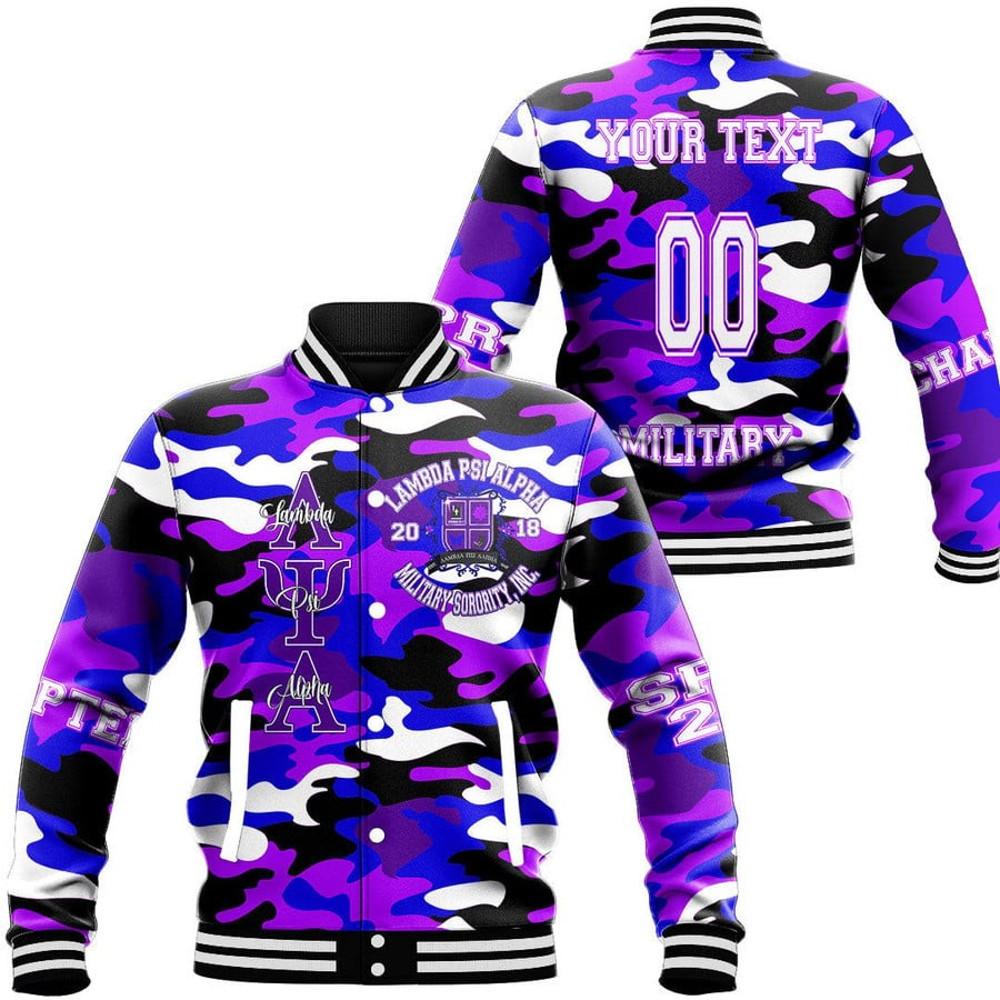 Custom Lambda Psi Alpha Camo Baseball Jackets, African Baseball Jacket For Men Women