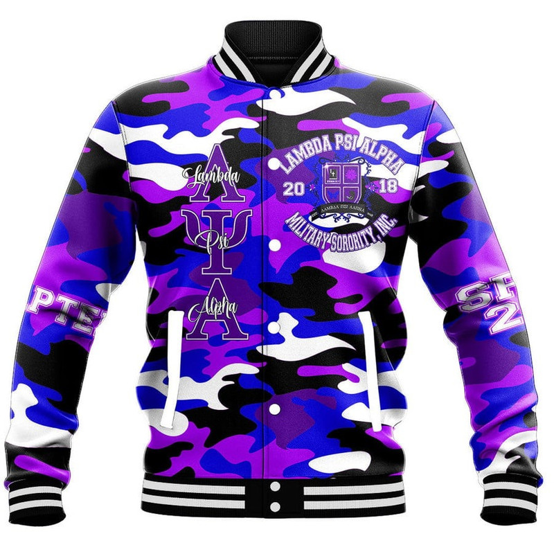 Custom Lambda Psi Alpha Camo Baseball Jackets, African Baseball Jacket For Men Women