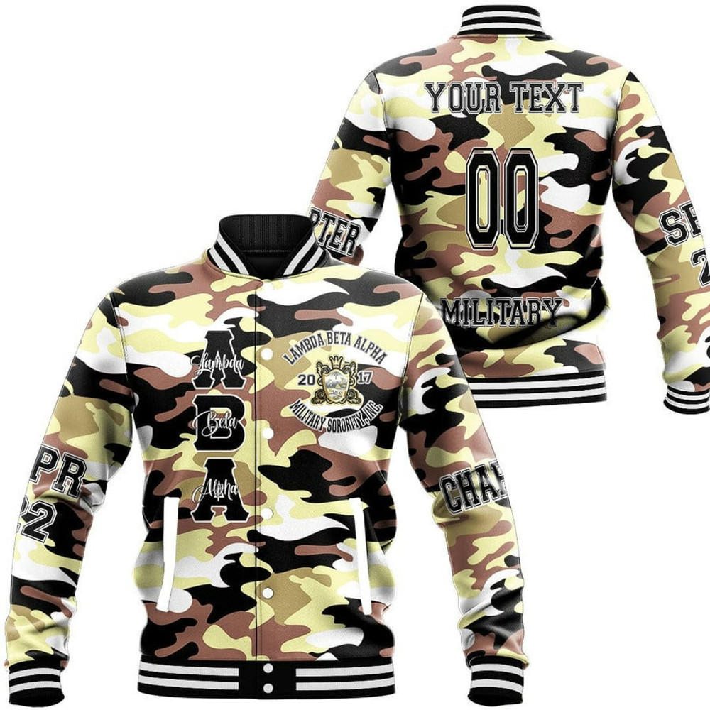 Custom Lambda Beta Alpha Camo Baseball Jackets, African Baseball Jacket For Men Women