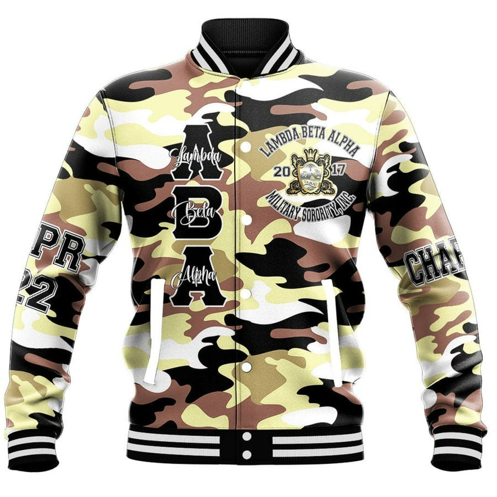 Custom Lambda Beta Alpha Camo Baseball Jackets, African Baseball Jacket For Men Women