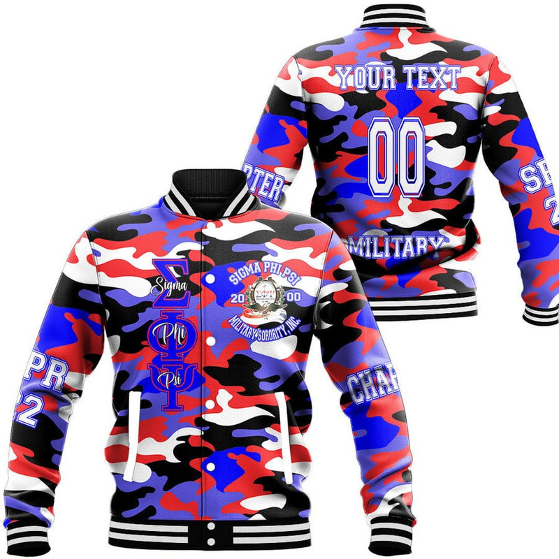 Custom Sigma Phi Psi Camo Baseball Jackets, African Baseball Jacket For Men Women