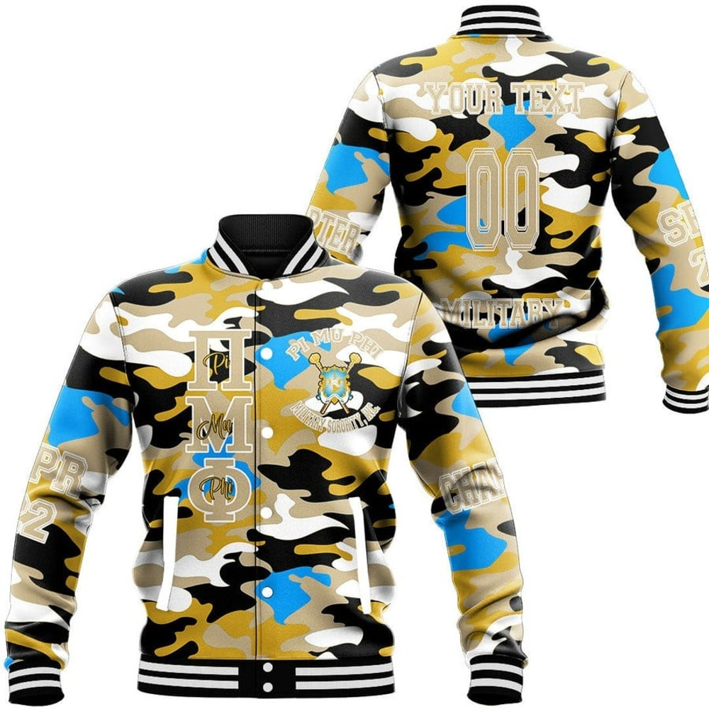 Custom Pi Mu Phi Camo Baseball Jackets, African Baseball Jacket For Men Women