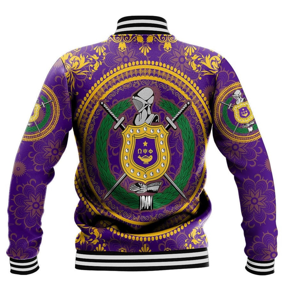 Omega Psi Phi Floral Pattern Baseball Jackets, African Baseball Jacket For Men Women