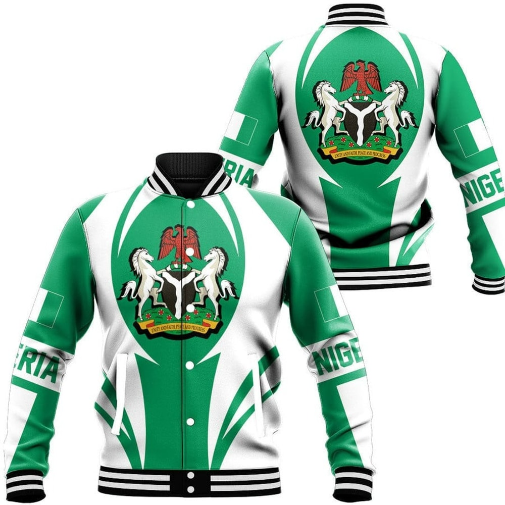 Nigeria Action Flag Baseball Jacket, African Baseball Jacket For Men Women