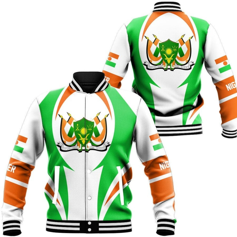 Niger Action Flag Baseball Jacket, African Baseball Jacket For Men Women