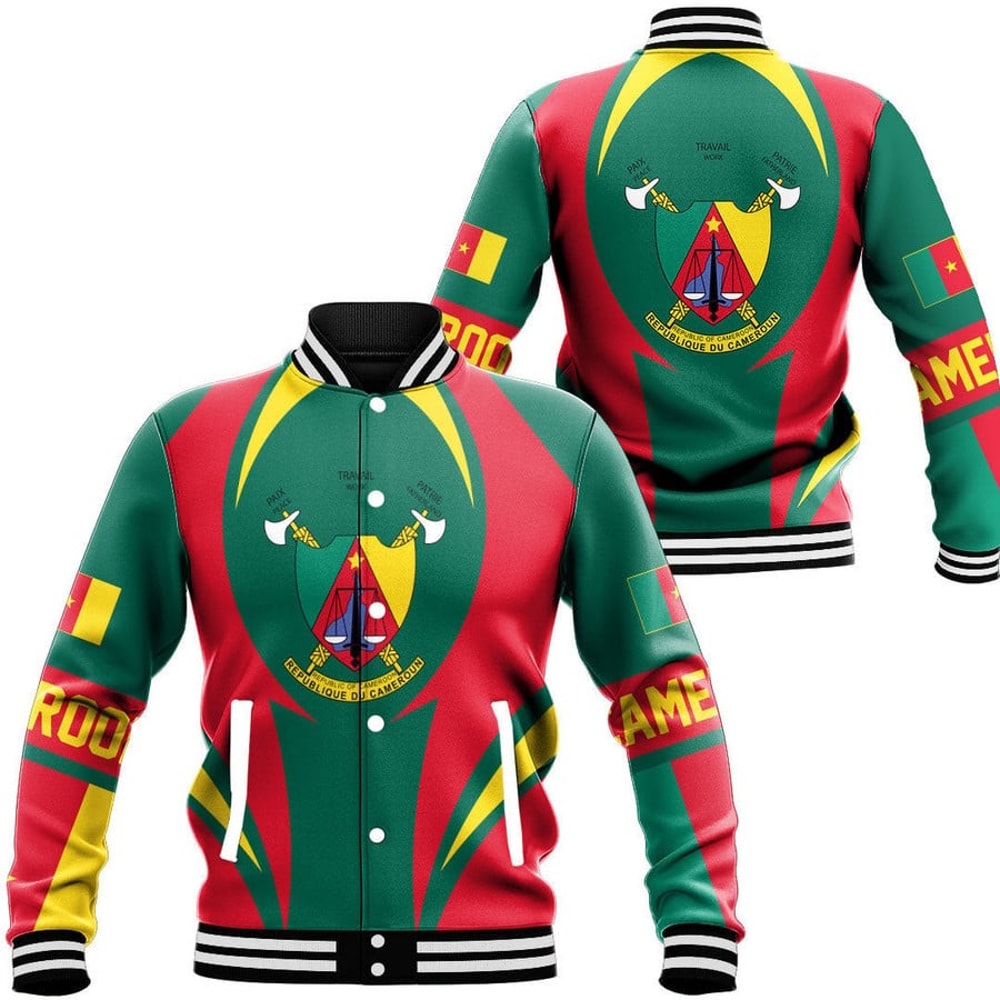 Cameroon Action Flag Baseball Jacket, African Baseball Jacket For Men Women