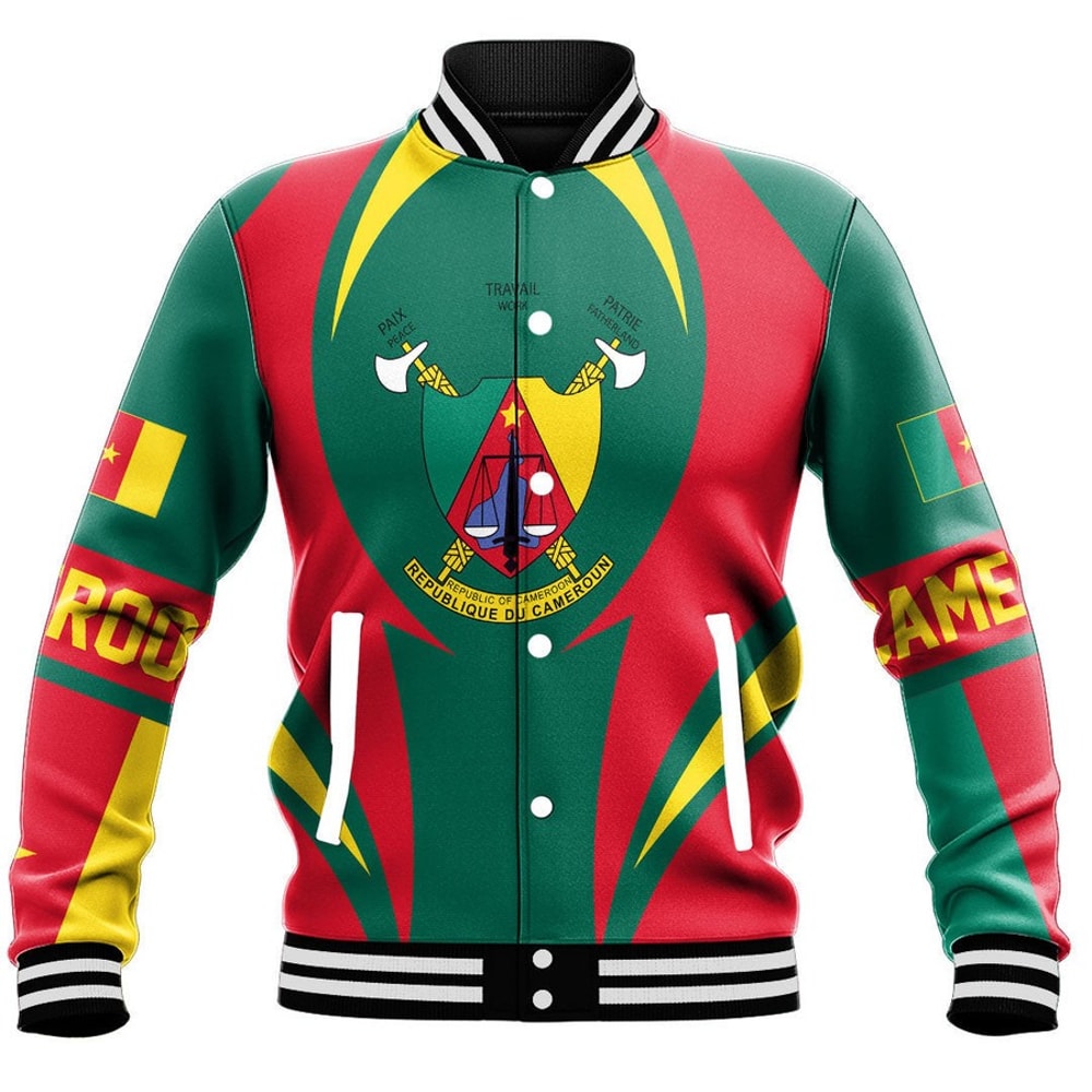 Cameroon Action Flag Baseball Jacket, African Baseball Jacket For Men Women