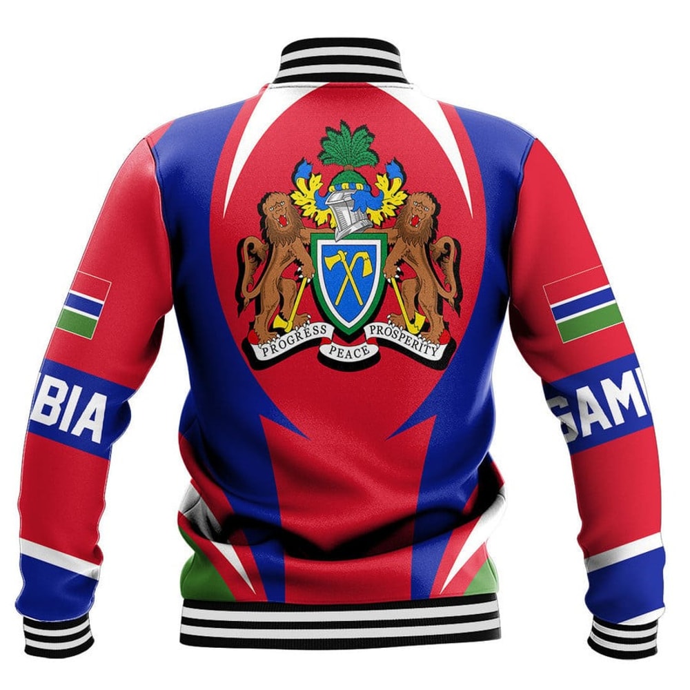 Gambia Action Flag Baseball Jacket, African Baseball Jacket For Men Women