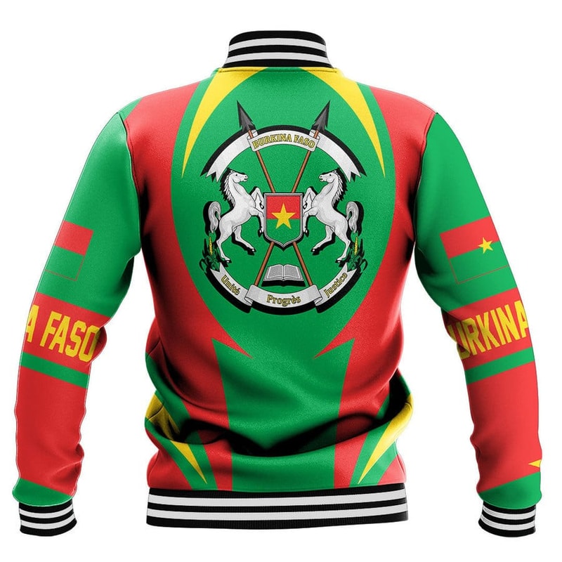 Burkina Faso Action Flag Baseball Jacket, African Baseball Jacket For Men Women