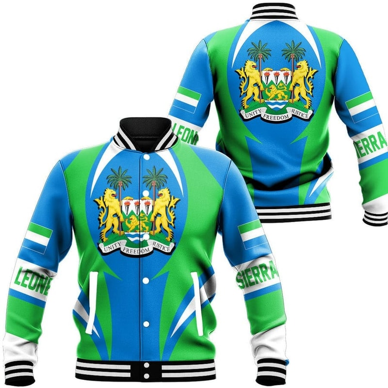 Sierra Leone Action Flag Baseball Jacket, African Baseball Jacket For Men Women