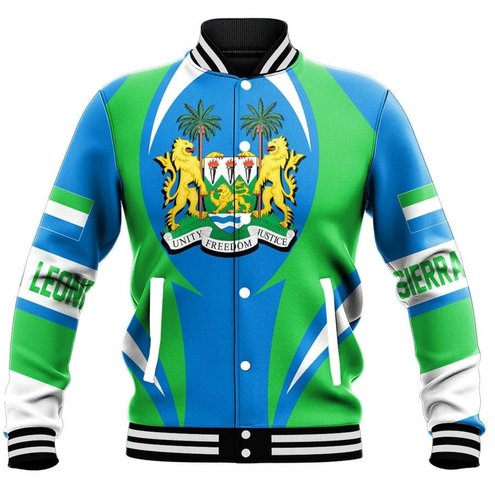 Sierra Leone Action Flag Baseball Jacket, African Baseball Jacket For Men Women