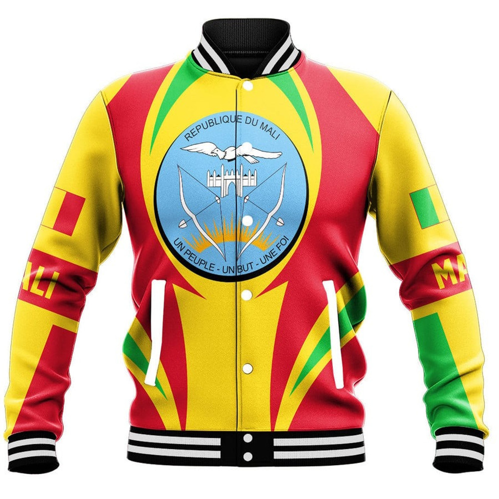 Mali Action Flag Baseball Jacket, African Baseball Jacket For Men Women