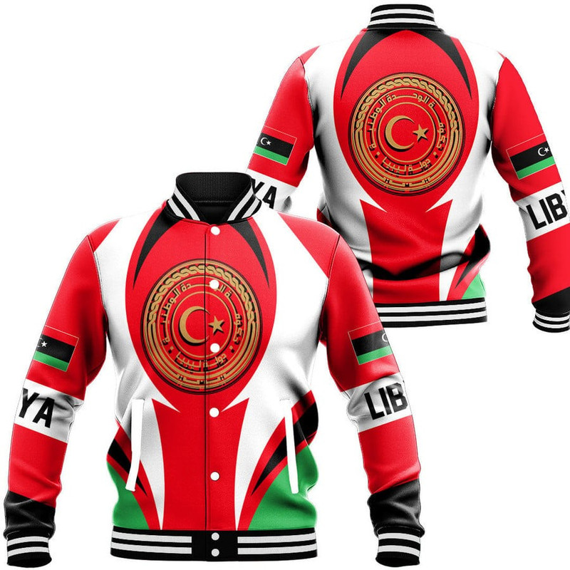 Libya Action Flag Baseball Jacket, African Baseball Jacket For Men Women