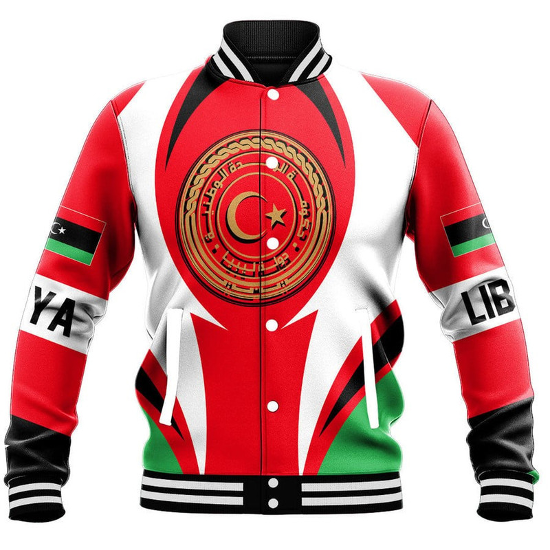 Libya Action Flag Baseball Jacket, African Baseball Jacket For Men Women