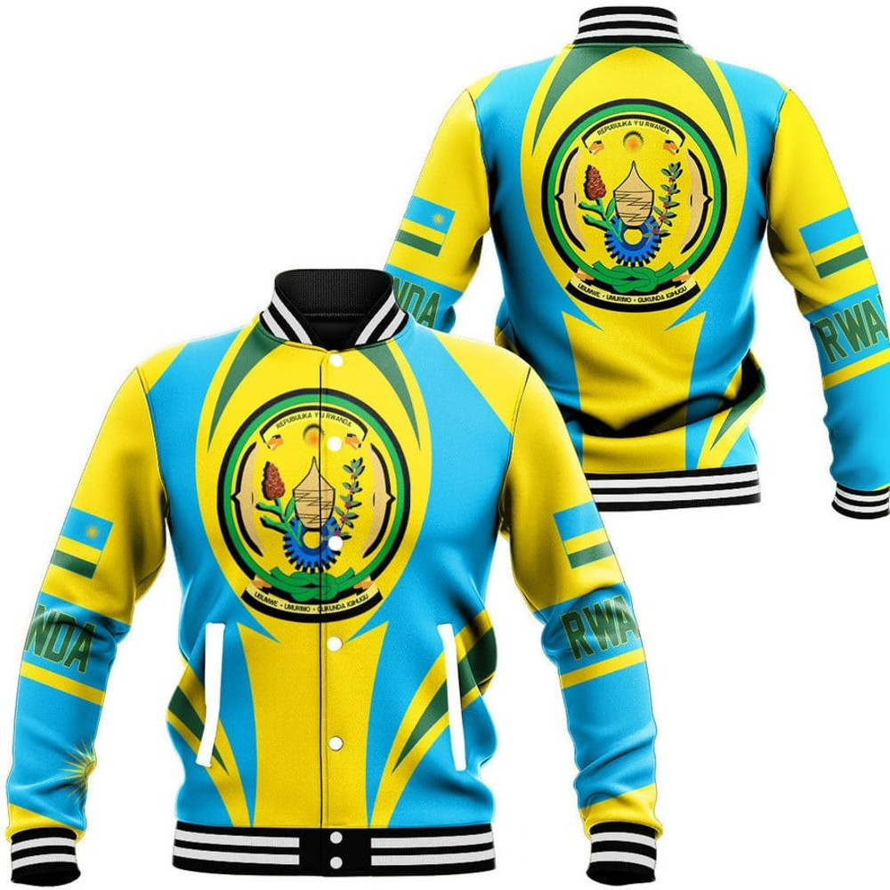 Rwanda Action Flag Baseball Jacket, African Baseball Jacket For Men Women