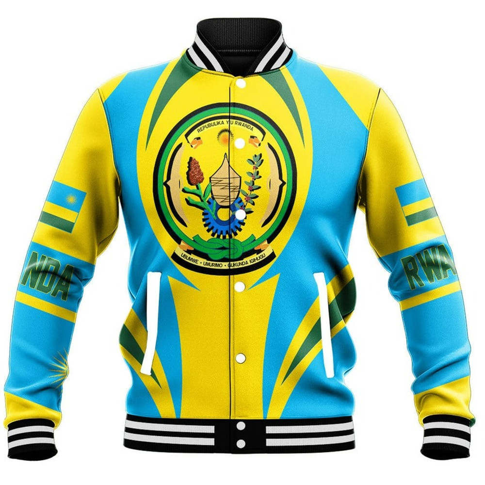 Rwanda Action Flag Baseball Jacket, African Baseball Jacket For Men Women