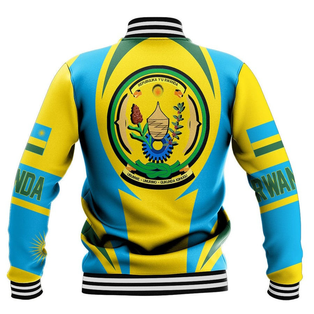 Rwanda Action Flag Baseball Jacket, African Baseball Jacket For Men Women